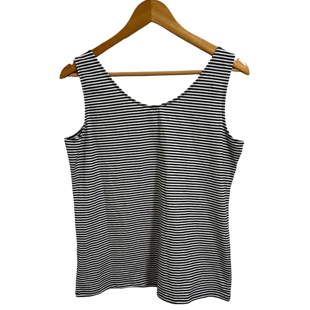 Talbots NEW Striped Tank Top Scoop Neck Nautical Minimalist Coastal Size M NEW - Picture 3 of 10
